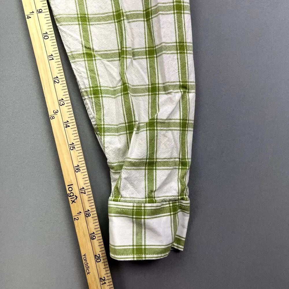 Mocotono Men's Long Sleeve‎ Green Plaid Button Up Size L Casual